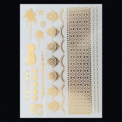 Flash Metallic Temporary Jewelry Tattoos - Mega Pack of 4-hot New Trend. Popular, Sexy, Wild & Beautiful Skin Jewel Tattoo. Best Gold, Silver & Black. High Quality. Necklace, Bracelets, Hands Styles & More. Seen in Vogue & Worn By Beyonce. Unique Gift Ideas. Guarantee to Turn Heads!