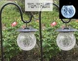 TEKTRUM HEAVY SOLAR GAZING BALL CLEAR CRACKLE OUTDOOR GARDEN LIGHTS WITH SHEPHERD HOOK (SET of 2)