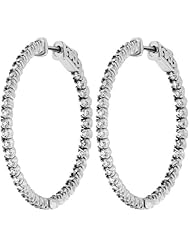 0.76 ct. tw Round Cut Diamond Inside Outside Hoop Earrings 18KW F-G VS2