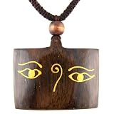 Fractal Midnight Mushroom Tree Face Painted Wood Pendant