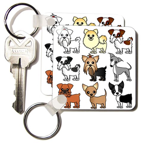 Cute Toy Breed Dogs - Set Of 4 Key Chains