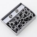 Black Checkered Silk Pre-tied Bow tie, Cufflinks, Hanky Gift Box Set Black cheap Bowties for men Pointe BT2103