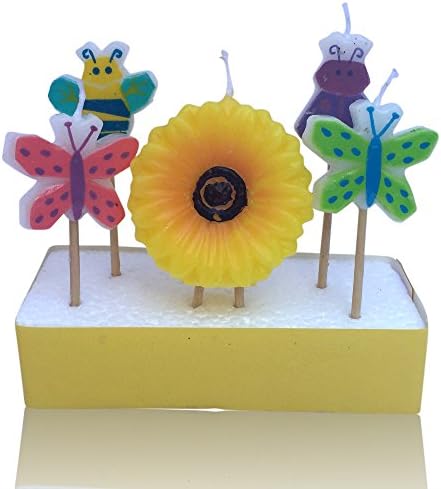 Birthday Candles Cute Butterflies and Sunflower Birthday Theme Pack of 5. (sun flower)