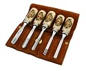 Two Cherries 515-8575 5-Piece Small Wood Carving Tool Set with Leather Pouch