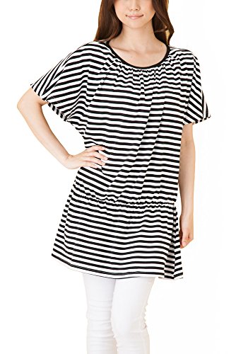 (Goldjapan)ゴールドジャパン 大きいサイズ レディース マリン ボーダー シャーリング 切り替え ストレッチ ワンピース ミニワンピース ミニ丈ワンピース ミニワンピ ノースリーブ 半袖 半そで 七分袖 7分袖 チュニック Aライン 体型カバー フォーマル パーティー ドレス 結婚式 二次会 入学式 入園式 カジュアル エレガント きれいめ ワンピ エレガント gold040