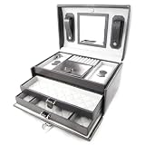 Coffret &agrave; Bijoux Cuir "Michelange" gris anthracite