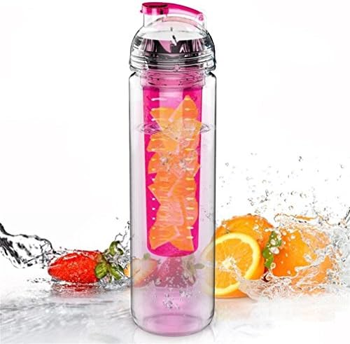 MOSHIRLEY Tritan Sport Water Bottle with Fruit Flavor Infuser 27oz(pink)