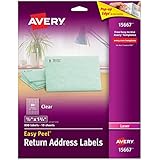 Avery Easy Peel Clear Return Address Labels for Laser Printers, 0.5 x1.75 Inches, Pack of 800 (15667)