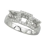 3 Diamond 1/4 ct. Semi Mount Bridal Engagement Ring in 14K White Gold