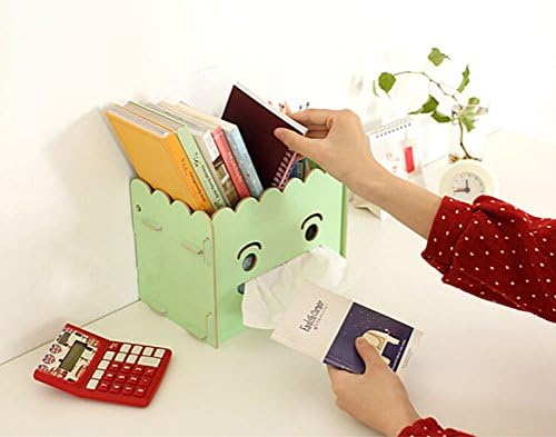 ProLovous Cute Wooden Makeup Storage Display Box Tissue Box Holder Desk Organizer (Green)