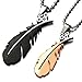 COOLSTEELANDBEYOND A Pair Leaf Pendant Necklace for Lovers for Couples Stainless Steel Black Rose Gold Tow-tone