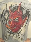 Tattoo Art We Love Rock n Roll Devil Shirt Gray Long Sleeve Button
Front Tattoo Shirt, Tattoo Art Club Shirt Dress Shirt with Cigar
Smoking Devil Design Size: XL
