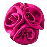 Fuchia Silky Rosette Brooch/Hair Clip - 4x4 Pin and Hair Clip Backing