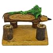 Hand-Painted Carved Wood Iguana Desktop Pen & Card Holder