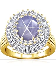 18K Yellow Gold Oval Cut Blue Sapphire Fana Designer Ring