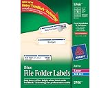 Avery® Blue File Folder Labels for Laser and Inkjet Printers with
TrueBlock Technology, 2/3 inches x 3-7/16 inches, Box of 1500
(5766)