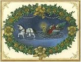 Caspari Box of 20 5-1/4 by 6-3/4 Holiday Notecards, Winter Sleigh Scene