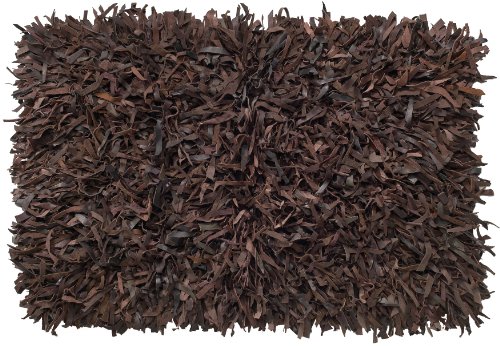 Extra Weave USA 5 by 8-Foot Leather Shag Rug, Chocolate