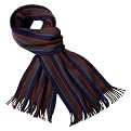 Men's Wool Knit Scarf With Stripes - Brown