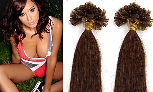 24inch 100s 50g Fusion U or Nail Keratin Tip Remy Human Hair Extensions Color 6 chestnut brown