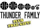 8.5" x 3.5" Thunder Basketball Family Vinyl Sticker Decal [Die-cut, White] + with Free Basketball Pencil