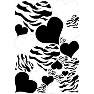 Hearts Zebra print, Black, and White Wall Stickers / Decals / Decor Hearts Zebra print, Black, and White Wall Stickers / Decals / Decor