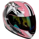 Motorcycle Street Bike Pink Star Full Face Adult Helmet
