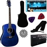 Stretton Payne Dreadnought Full Sized Steel String Acoustic Guitar PACKAGE D1 Blue