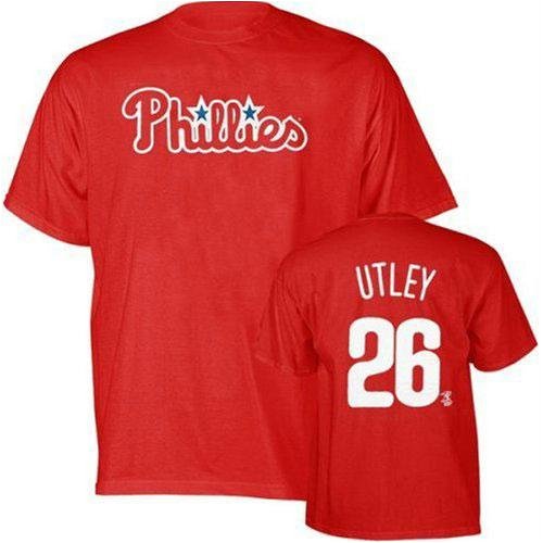 Buy Chase Utley (Philadelphia Phillies) Name and Number T-Shirt (Red) (2X-Large) - 2XL by Majestic Athletic