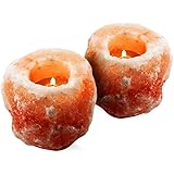 HemingWeigh Himalayan Natural Crystal Salt Rock Tea Light Candle Holder - 2 Pack