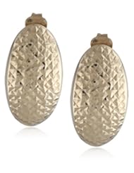 14k Yellow Gold Diamond Cut Oval Earrings