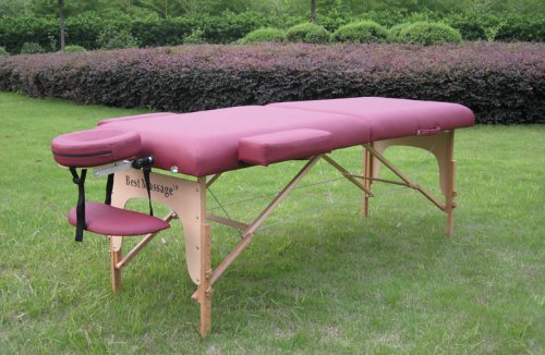 77 Long 3 Pad Burgundy Portable Massage Table with Free Adjustable Head Rest and Carry Case