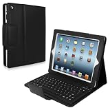 Skque Black Universal Leather Case Cover With Built-In Bluetooth Keyboard for Apple iPad, iPad 2, New iPad 3