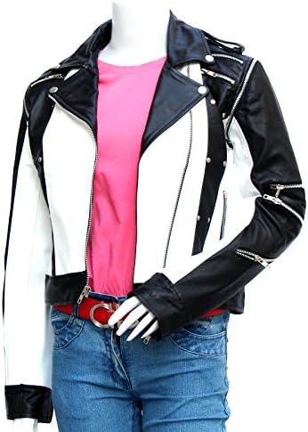 Michael Jackson MJ Pepsi Black &amp; White WOMEN'S Leather Jacket (X Large)