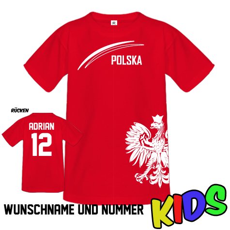 POLEN POLSKA FAN SHIRT – 01 – WUNSCHNAME UND NUMMER – KIDS – T-SHIRT by Kids-Jayess Gr. 110/116