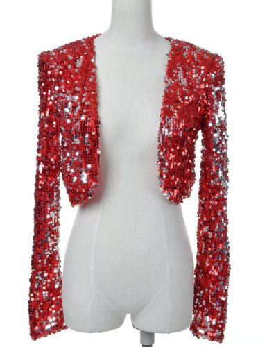 Prettyguide Women Ds Clubwear Sparkly Sequin Long Sleeve Shrug Cardigan Jacket