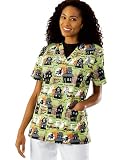 Tafford Spooky Town 2 Pocket Scrub Top NTSPKT Small SPKT