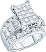 Ladies 14K White Gold 2ct Princess Baguette Round Cut Diamond Engagement Wedding Bridal Band Ring