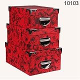 from HNW Deco gift boxes, set of 3 pcs. with roses and metal corner fittings, 33,5 x 23,7 x 14,5 cm