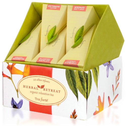 Tea Forte Petite Herbal Retreat Ribbon Box Ten Silken Pyramid Infusers