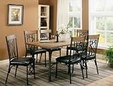 7pc Dining Table and Chairs Set Wood Top Black Finish