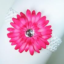 3-in-1 Gerber Daisy Flower Hair Clip Bow on Soft Stretch Crochet Child Headband fits Babies to Toddlers to Youth Girls (Hot Pink on White)
From The Trendy Turtle

