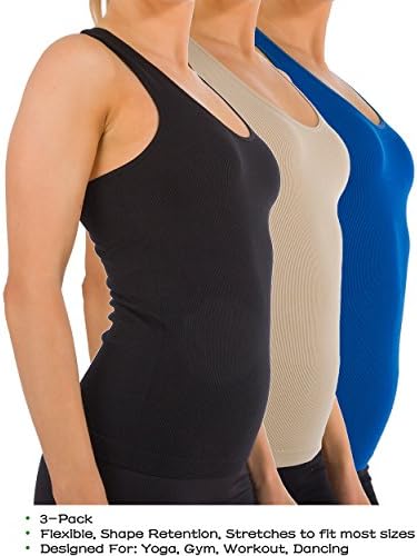 Homma Seamless Rib Racer Back Tank 3 pk (black, khaki, royal)