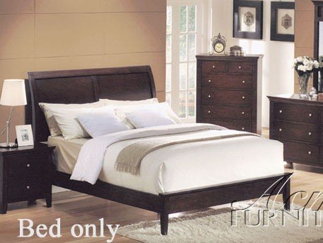 Eastern King Size Bed Contemporary Style Espresso Finish
