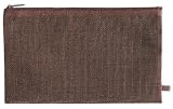 International Arrivals Hold It Wood Brown Faux Wicker Zippered Pencil Pouch (113-42d)