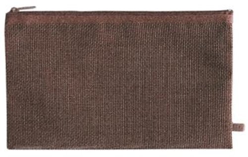 International Arrivals Hold It Wood Brown Faux Wicker Zippered Pencil Pouch (113-42d)