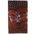 Hand Carved Wood Buddha Face Wall Panel