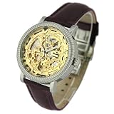 Auguste Galan MECCANIX GTTS Mens Mechanical Skeleton Watch with Brown Strap. Model: AG-0795