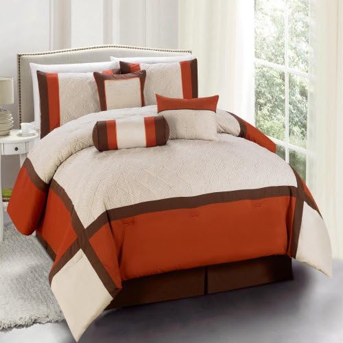 Chic Home Odessa 7-Piece Comforter Set, King, Brick