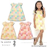 (ラポシェビスキュイ)La poche biscuit 初夏'15 ブロック柄ワンピース 110 ピンク